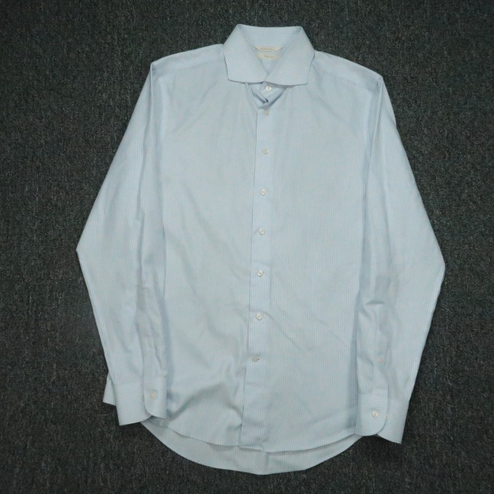Suitsupply Shirt Mens Large 16.5 White Blue Striped Traveller Extra‎ Slim Fit